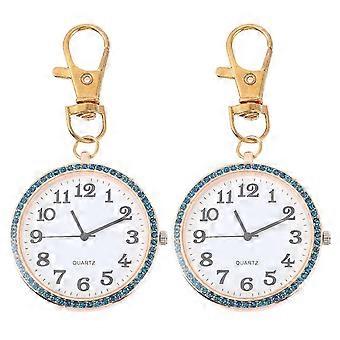 2 peças de chaveiro com clipe para relógio de bolso com strass