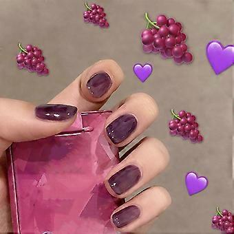 24 Stück lange, sargförmige künstliche Fingernägel mit Kleber, glänzendes Ballerina-Nagelset für Damen