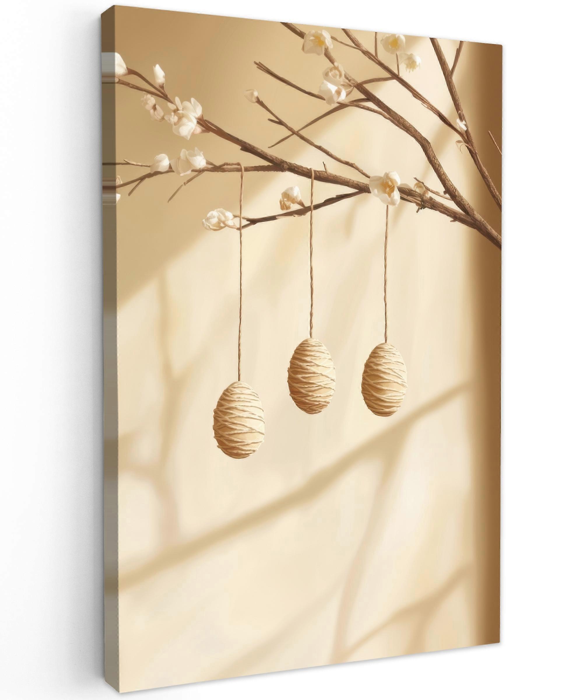 Canvas wall art Beige - Easter Branch - Eggs