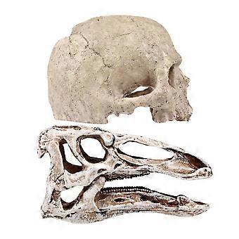 Fish Tank Skull Ornament Resin Decor for Breeding 2Pcs Landscape