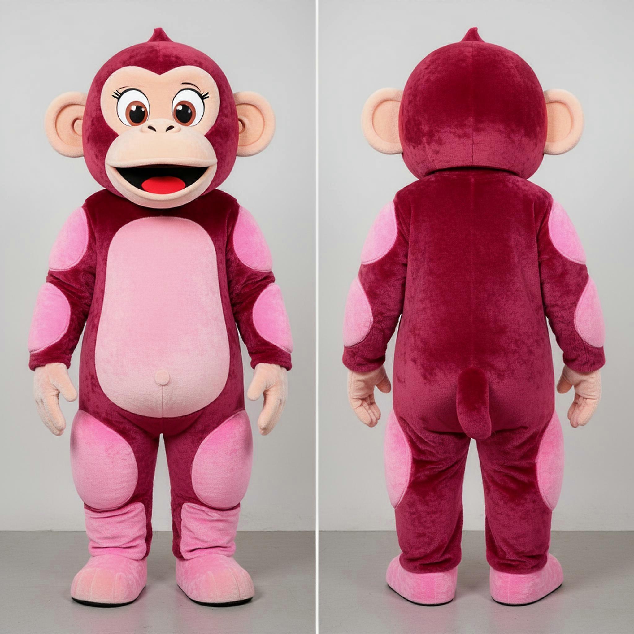 MASTICOT Pink Velvety Chimpanzee Mascot