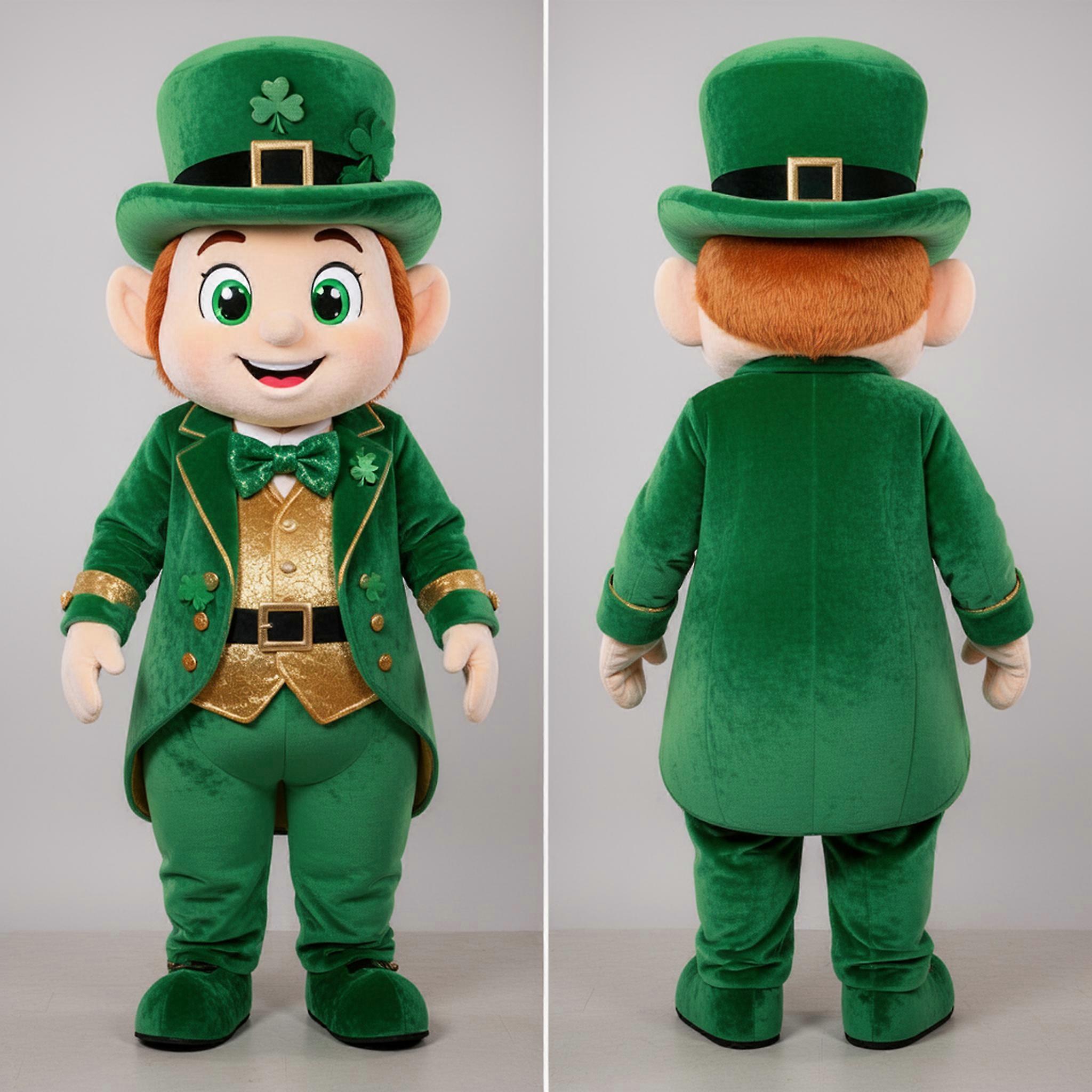 MASTICOT Emerald Green Cheerful Irish Flag Mascot