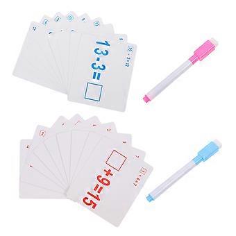 Erasable Math Cards Arithmetic Exercise Cards for Education 2Sets Assorted Colors