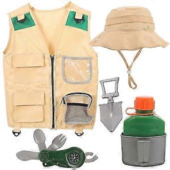 1 Satz Kinder Explorer Kit Weste Hut Schaufel Kessel Kompass Kit Kinder Cosplay Explorer Kit