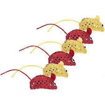 Sequins Cat Mouse Toys Cat Chew Toys for Pets 6Pcs Kitten Playing Supplies