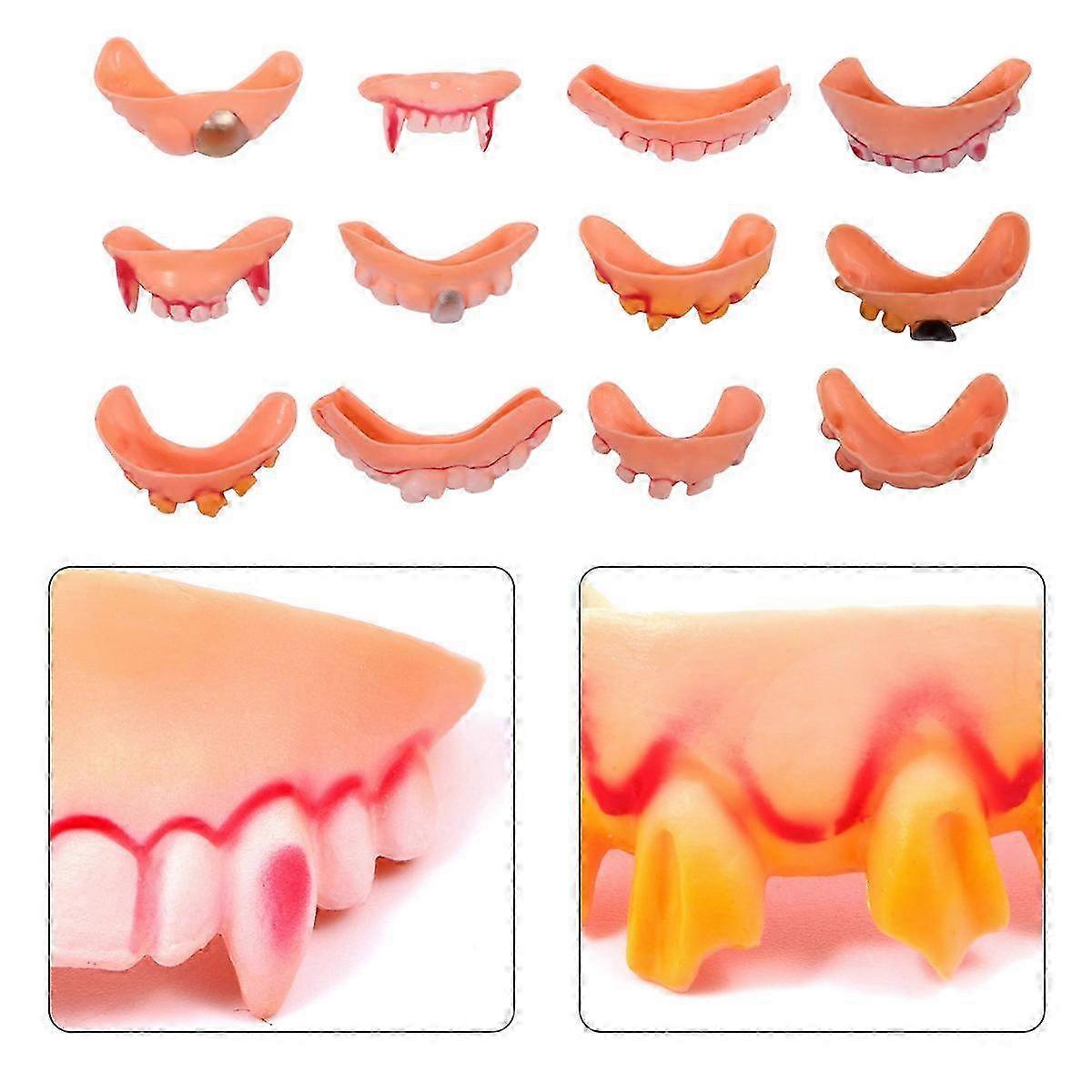 Assorted Color Halloween Teeth 12Pcs Model for Party