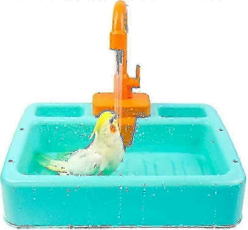 Cage-Mountable Bird Bath With Auto Tap
