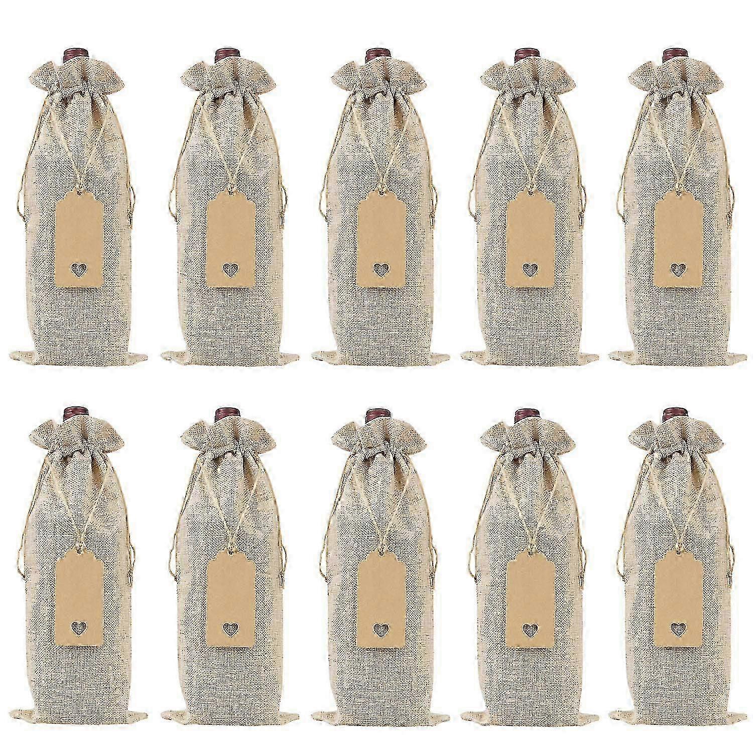 Rustic Burlap Wine Bags With Drawstrings