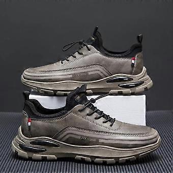 Men's Luxury Leather Vulcanized Sneakers for Autumn