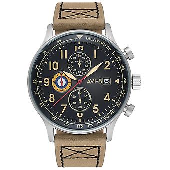 Hawker Hurricane Japanse Quartz Analog Man Horloge met AV-4011-0J Cowskin Armband