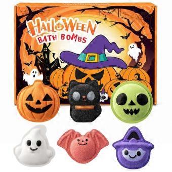 Halloween Bath Bombs Gift Box for Kids, Witch Black Cat Ghost Pumpkin Bath Fizzy Balls, Vibrant Rich Fizz, Funny Halloween Bath Gifts jdd