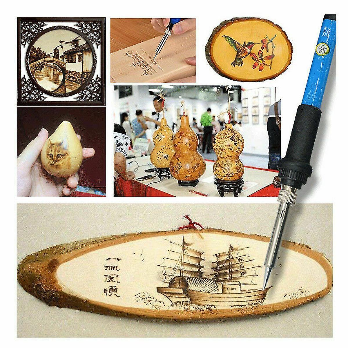 71pcs Burning Pen Sing Tool Crafts Tool Set Pyrography Kit Tips