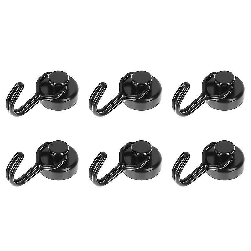3X1.5cm Black Utility Hooks 6pcs Magnetic Storage Hooks Home Storage Hooks Wall Window Organizing Ho