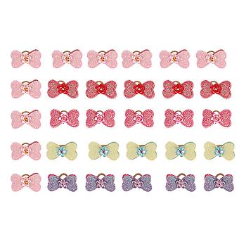 30pcs Dog Cat Puppy Bowknot Flower Band Head Decoration Set Medium Small Pet Accessories