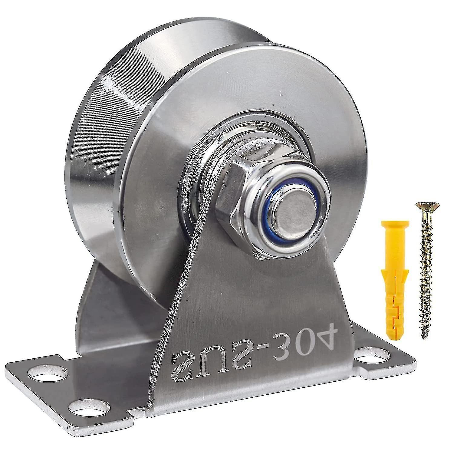 Groove Wheel Pulley Stainless Steel Pulley Block Super Silent Single Pulley Block For Sliding Gate And Wire Rope Detachable Duplex Bearing With Mounti