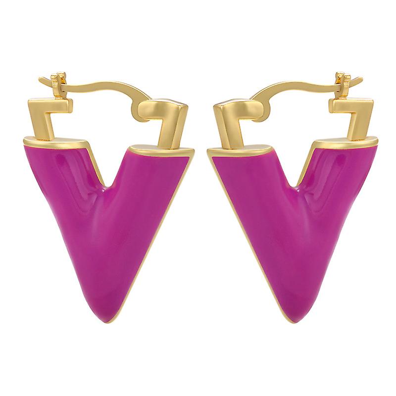 Trendy Solid Triangle Enamel Ear Rings Gold Silver Color Geometric Dan