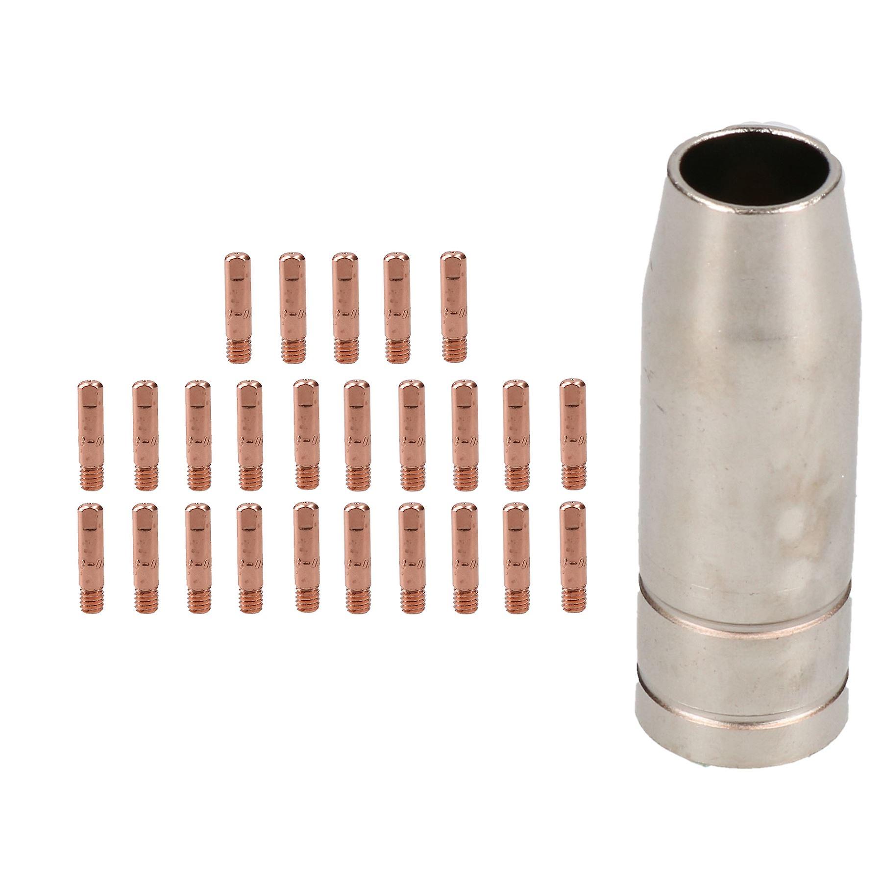 1 shroud & 25 x 0.8mm Round Contact Tips MIG Welding Binzel Style MB15 Torch