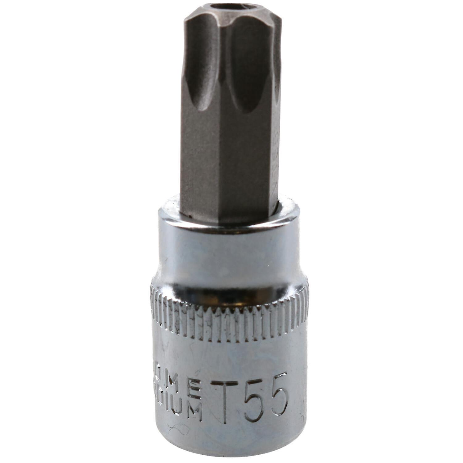 T55 3/8" Drive Tamper Proof Torx Star Bit 48mm Tamper Torx Chrome Vanadium Steel