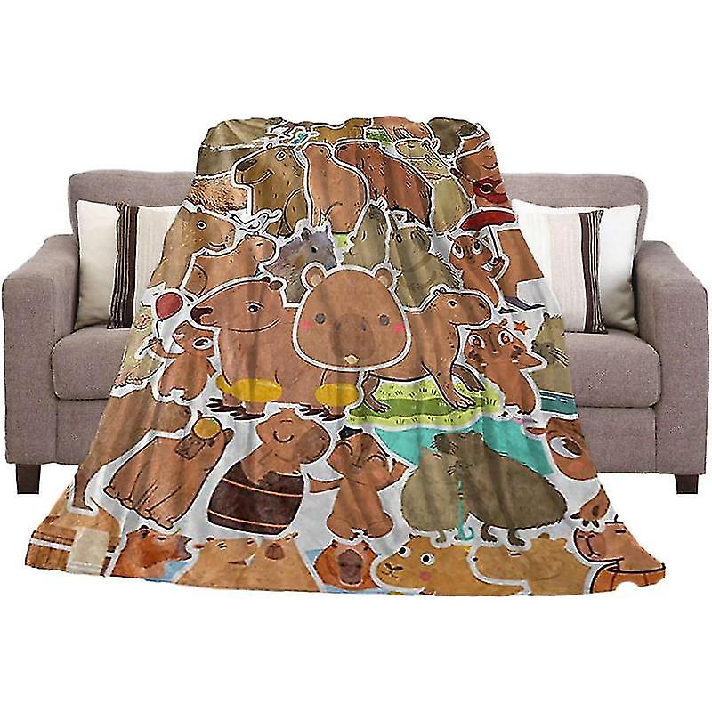Capybara Blanket Funny Cute Capybara Animal Blankets Soft Flannel Cozy Throws Lightweight Silky Capybara Blanket For Travel Bed