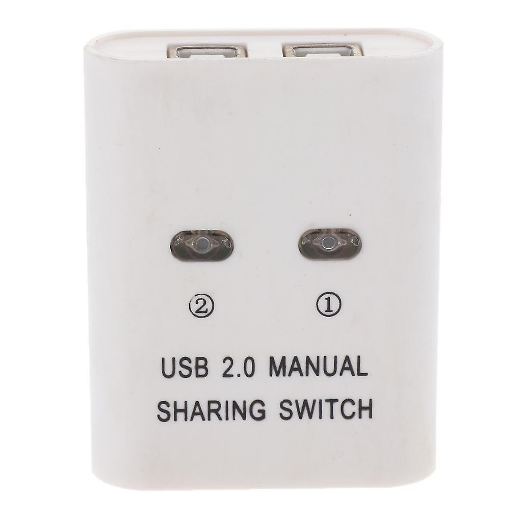 USB 2.0 Manual Sharing Switch KVM 2 Ports HUB For PC Scanner Printer White