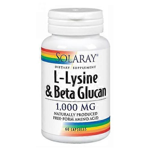 Solaray L-Lysine & Beta Glucan,1,000 mg ,60 Caps (Pack of 2)
