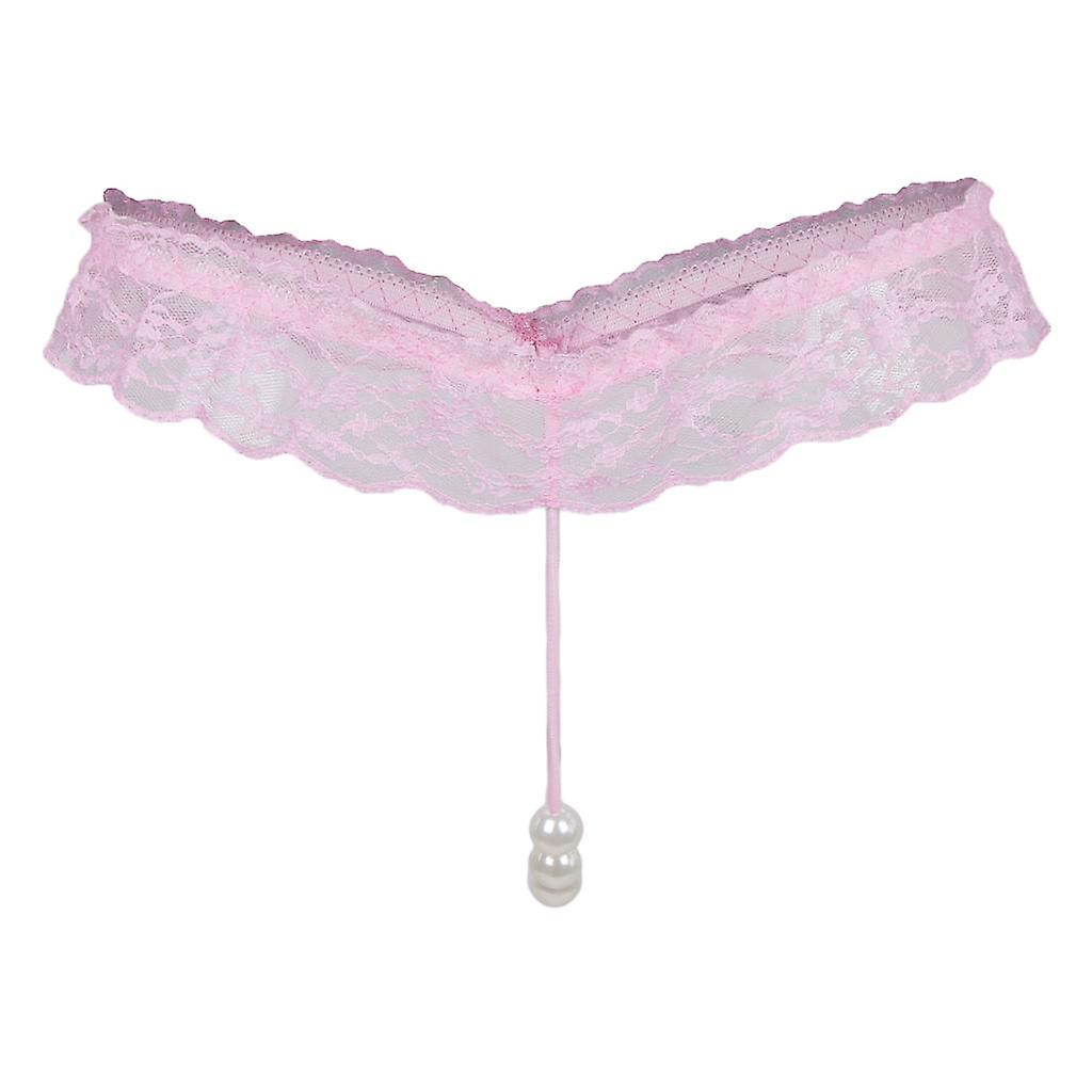 Naisten läpinäkyvä pitsi helmi mini G-string alushousut alusvaatteet T-selkä musta