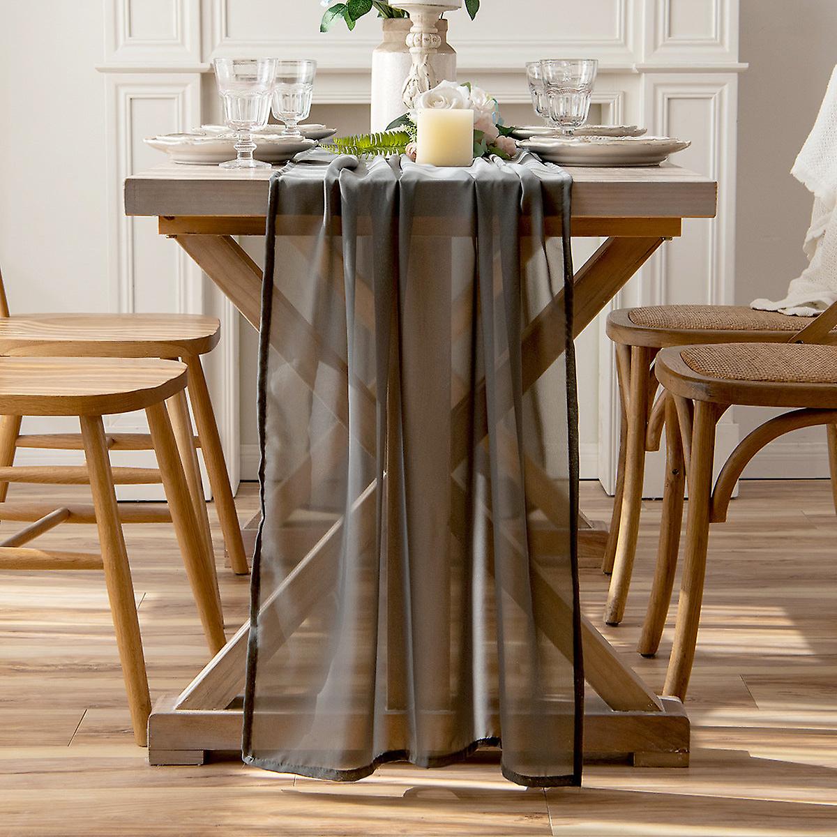 Chiffon Table Runner White Wedding Simple Hotel Table Party Party Decoration Tablecloth Table Runner