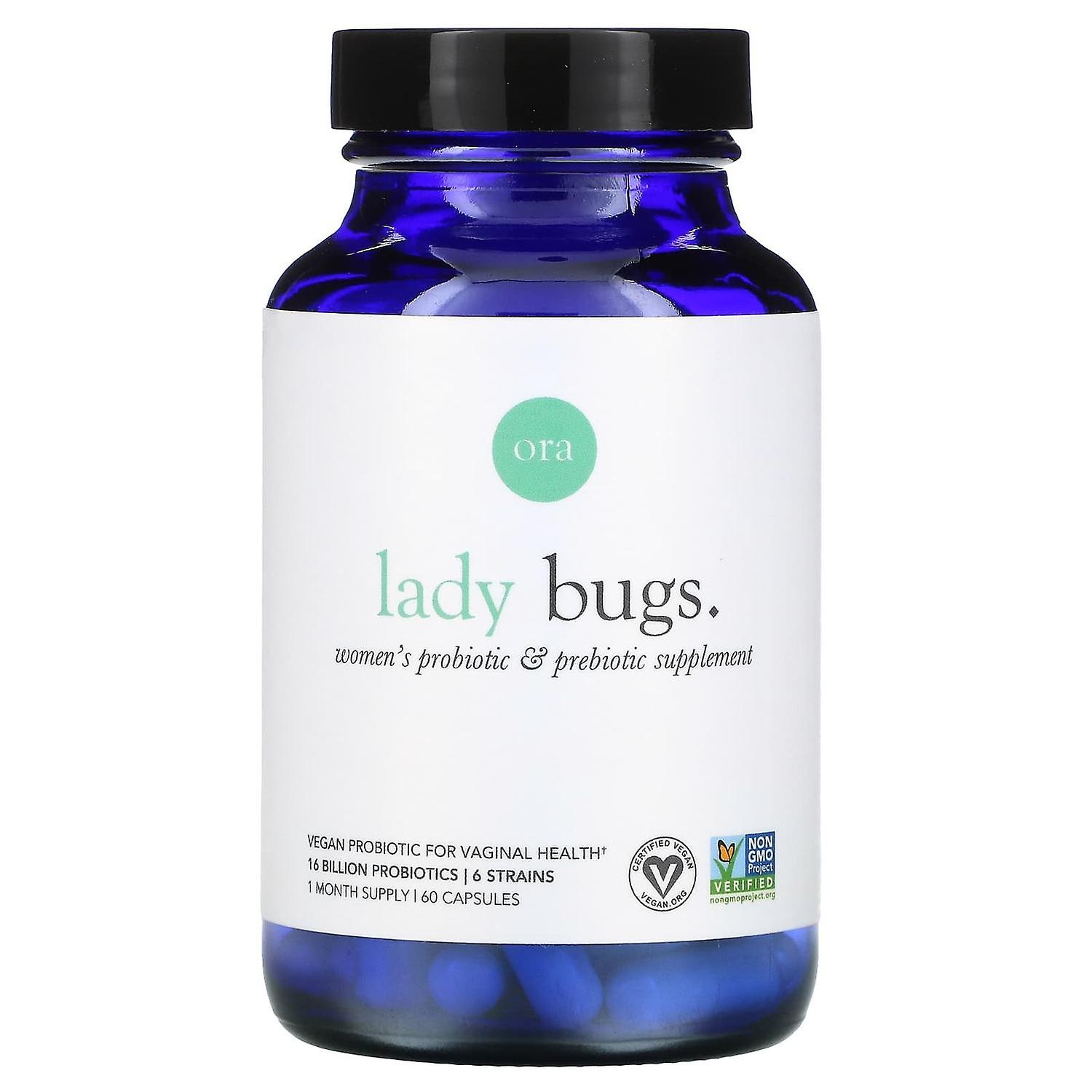 Ora, Lady Bugs, Women's Probiotic & Prebiotic Supplement, 60 Capsules