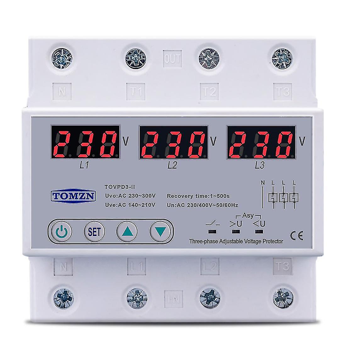 Three Phase Adjustable Over And Under Voltage Protector Automatic Recovery Protective Device Reset