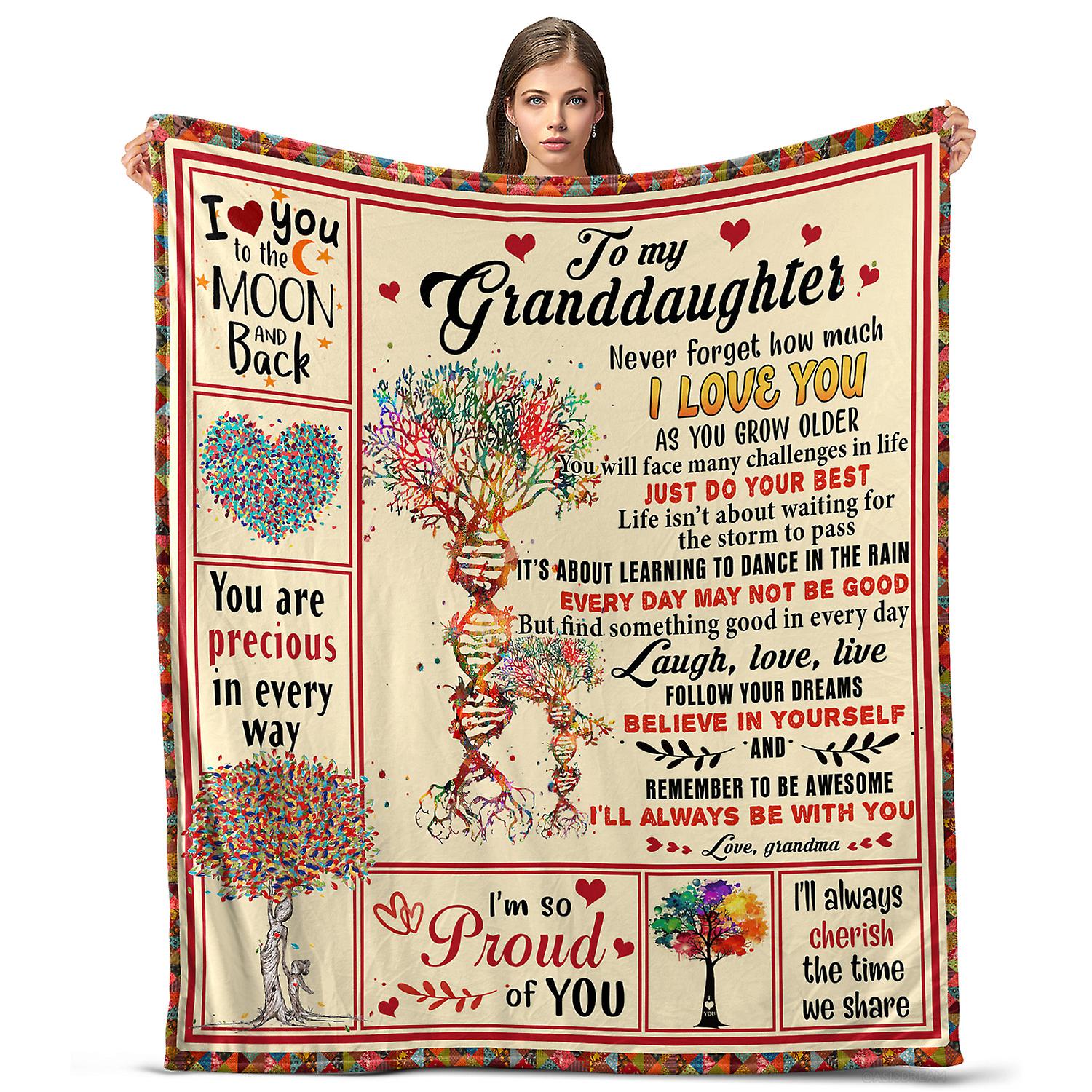 Oasisdream Lightweight and Smooth Blanket for Granddaughter with I'm Proud of You Print
