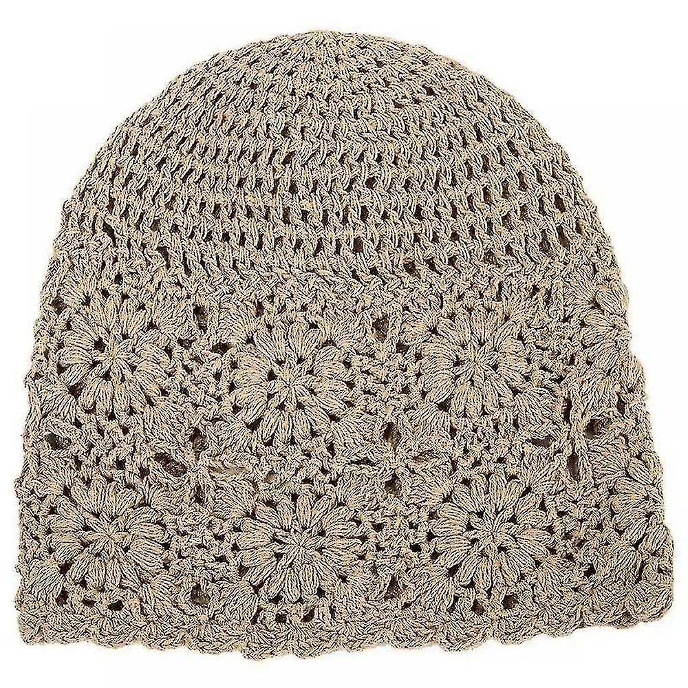Çiçek Tığ İşi Slouchy Bere Şapka El Yapımı Örgü Cutout Kadın Çiçek Kafatası Kap Sıkı Örme Tığ