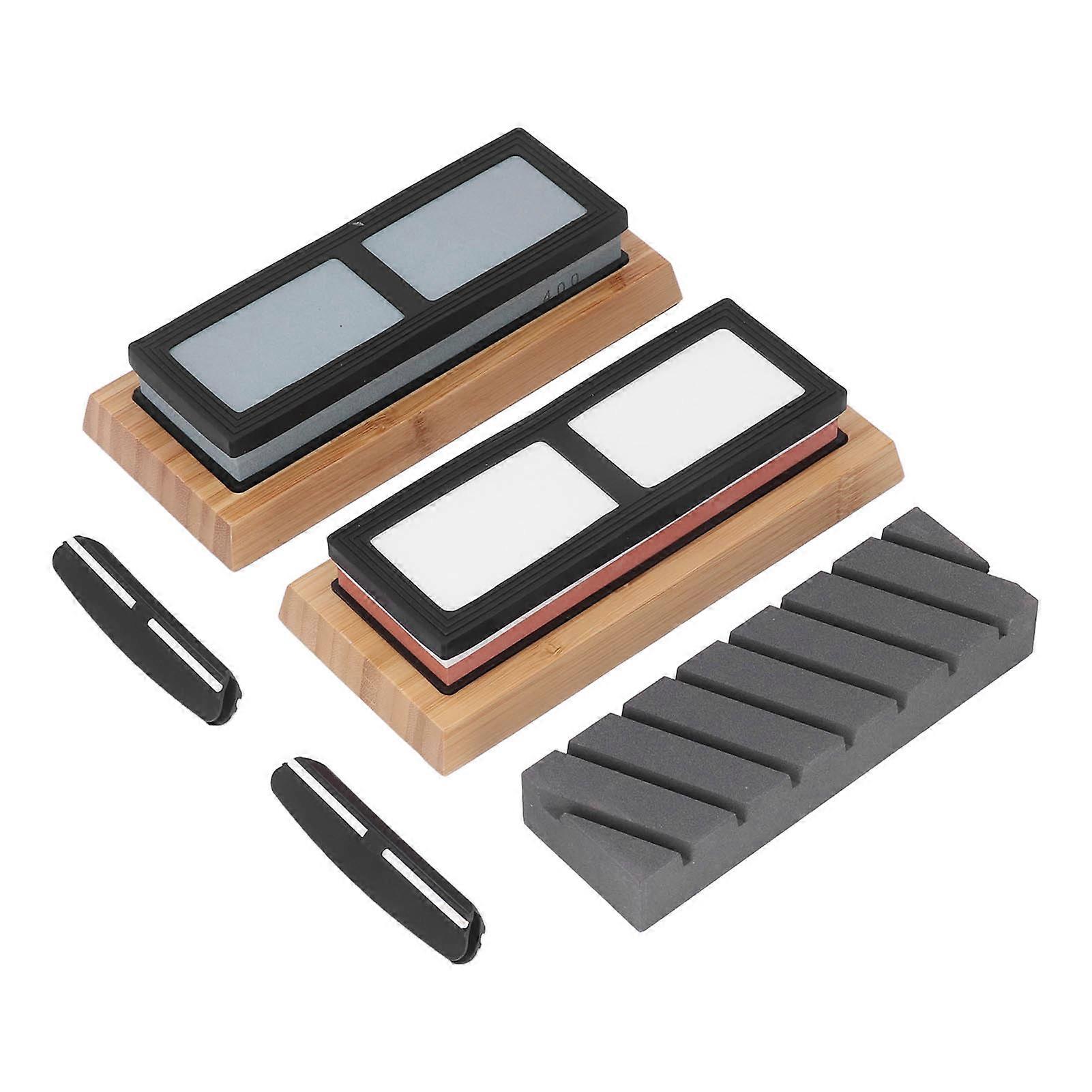 Dual Sided Sharpening Stone Kit Polishing Sharpener Combination Set with Angle Guide Base