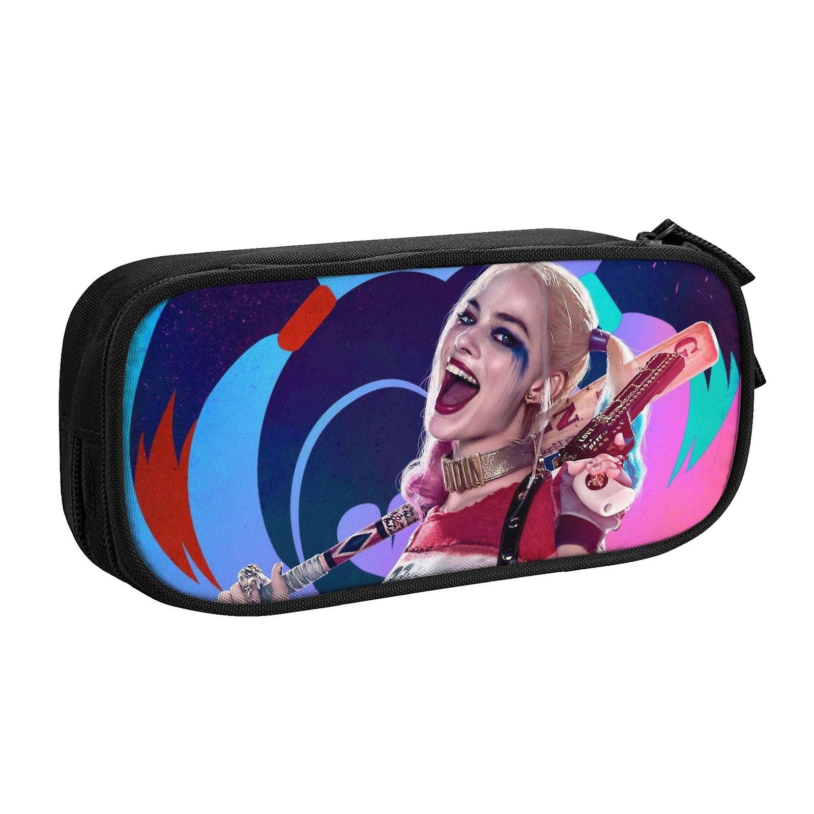 ジッパー付きハーレークインペンシルケース、大容量ペンポーチ大型収納バッグ耐久性のあるペンボックス、子供向けの学用品ティーンスチューデントボーイズギル