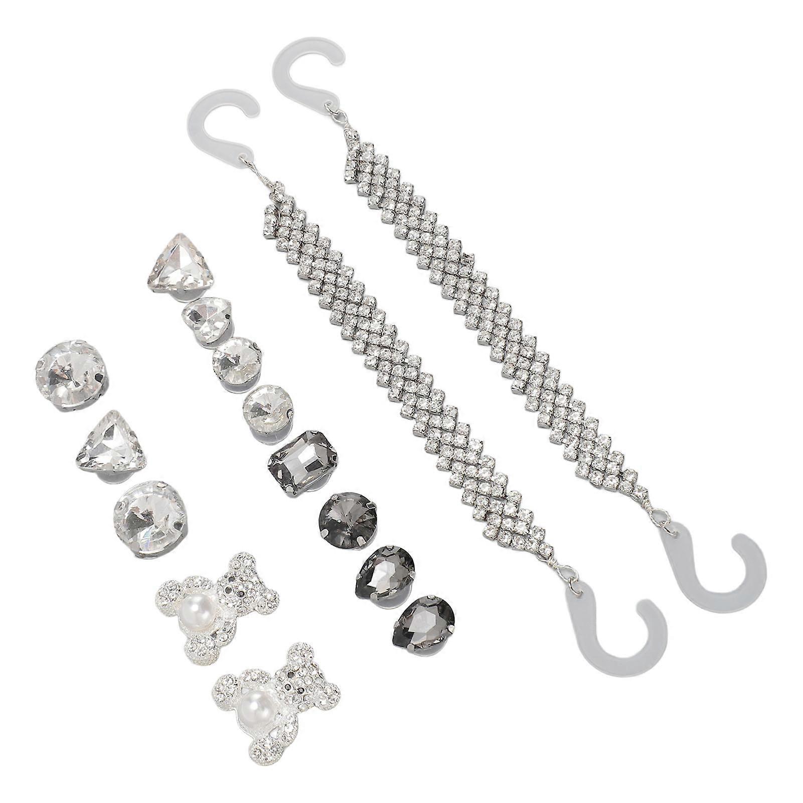 15Pcs Bling Shoe Accessories Plastic Alloy Sparkling Easy to Install Durable Hole Shoe Decorations for DIY Replacement