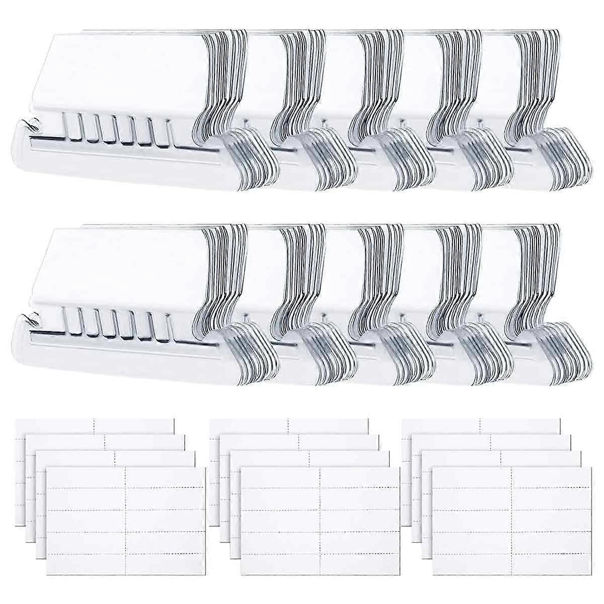 120 Sets Hanging Folder Tabs and Inserts Clear Plastic for Quick Identification of Hanging Files, Easy to Read, Hanging File Inserts (2 Inch, White An