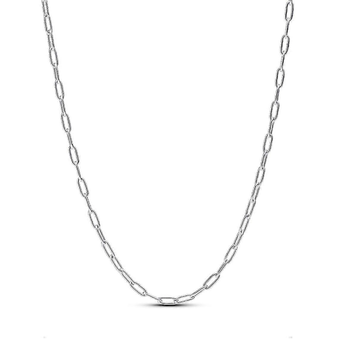 Sølv aflang kæde halskæde