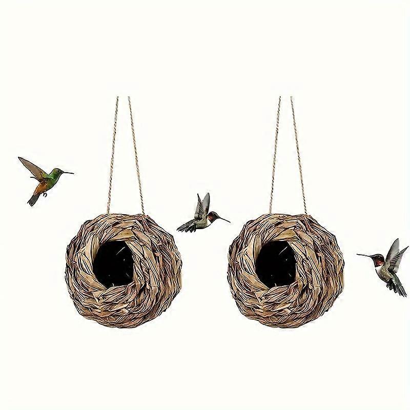 2/3/4pcs Hanging Hummingbird Nest House For Garden Yard, Sturdy Ball-Shaped Bird Nesting Hut Straw Woven Bird House For Outdoor And Indoor Use