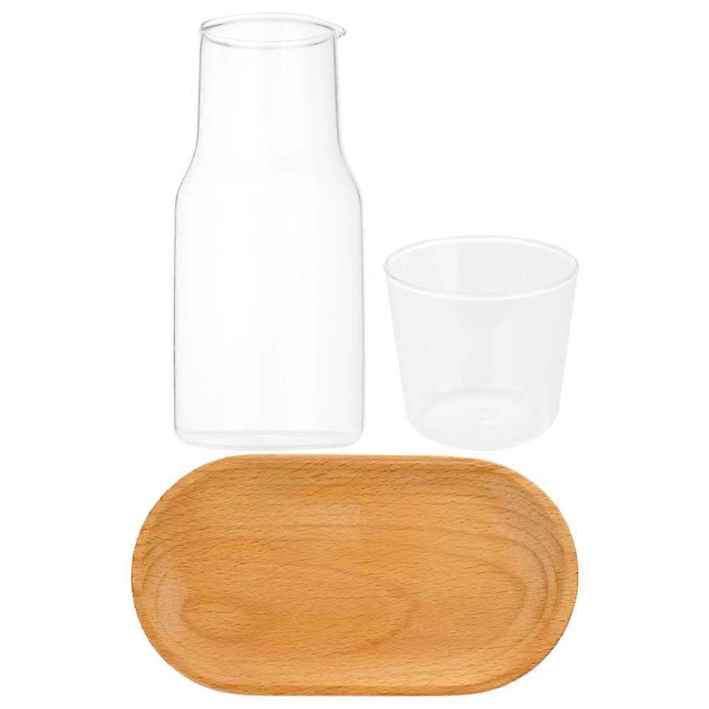 1 Set of Bedside Water Carafe With Tray Transparent Water Pitcher Glass Drinking Carafe