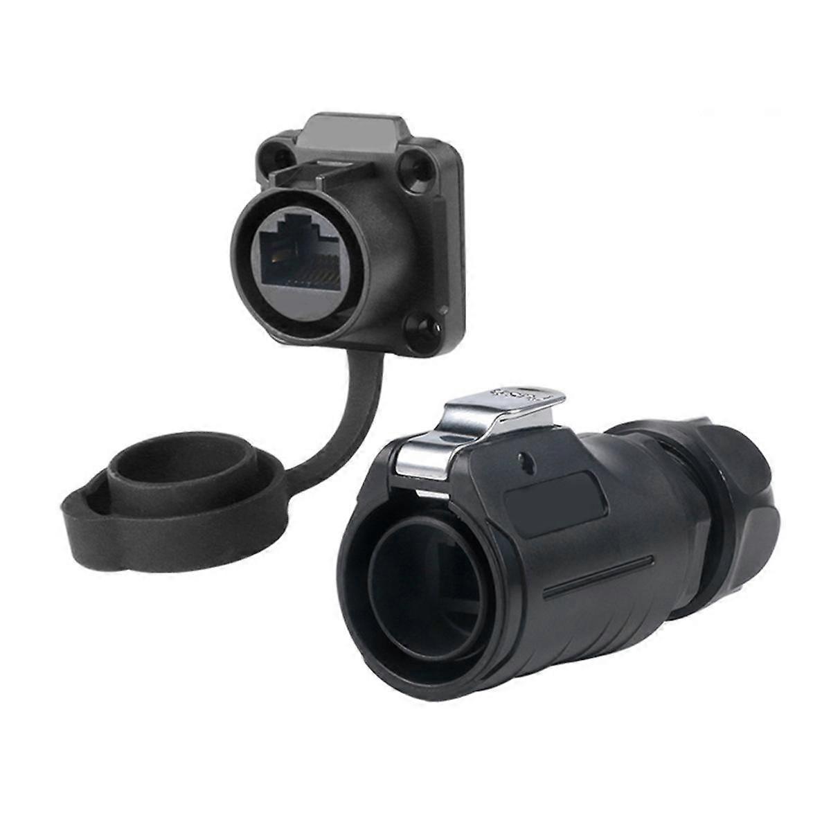 LP-20 RJ45 Waterproof Connector Set CAT6 IP68 Waterproof Connector RJ45 Panel Mount Socket Plug Net