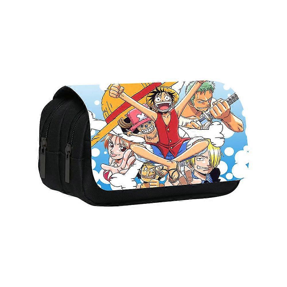 ONE PIECE Anime Large Capacity Pencil Case Kids School Student Double Layer Pen Pouch Storage Stationery Make Up Bag Gift