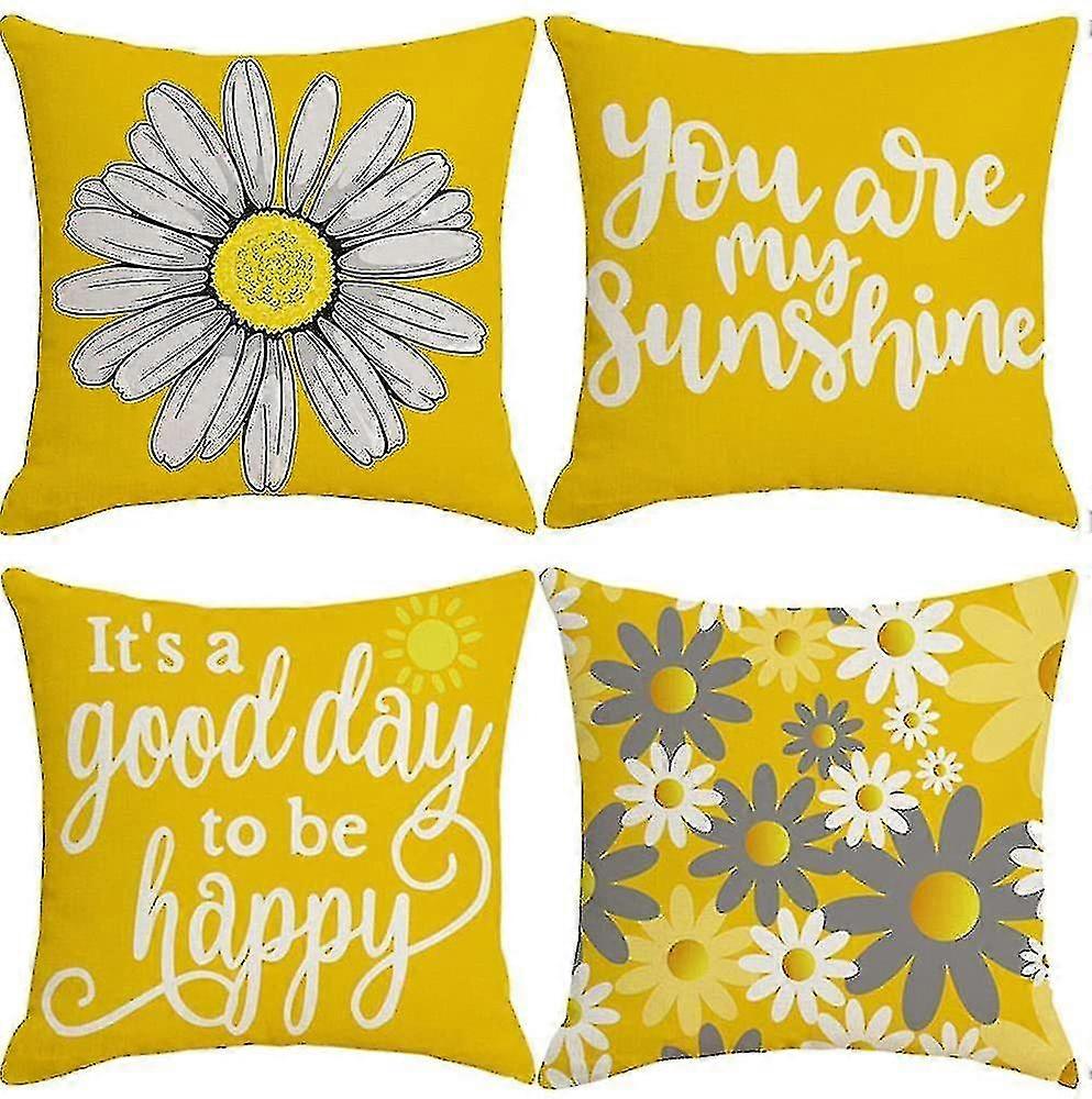 4 Pieces Of Yellow Cushion Cover--