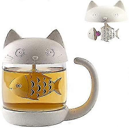 250ml Funny Cat Shape Tea Cups Built-in Tea Filter