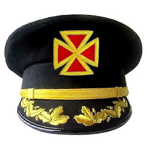 Grand Commandery Knights Templar Fatigue Cap - Hand Embroidered With Vinework