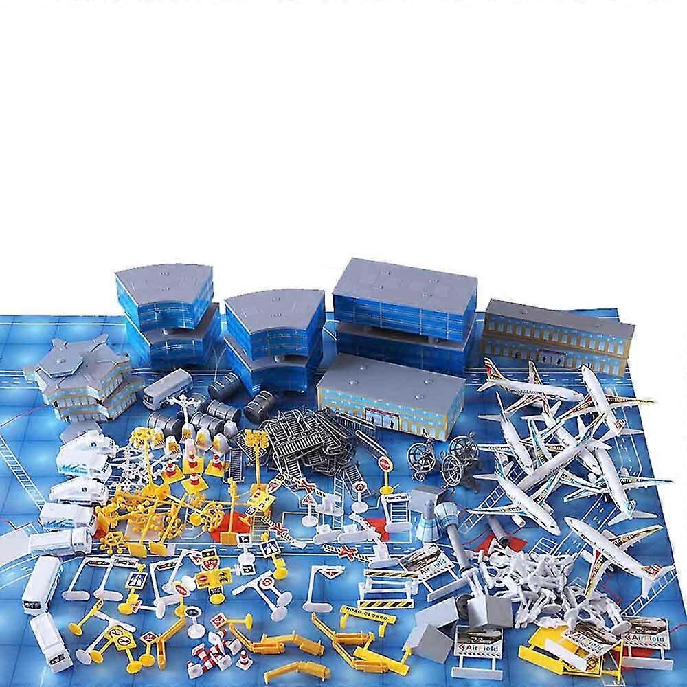 New Airport Playset Toy - Airplanes, Vehicles, Police Figures, Workers & More Accessories with Storage Bucket - Educational Gift for Kids
