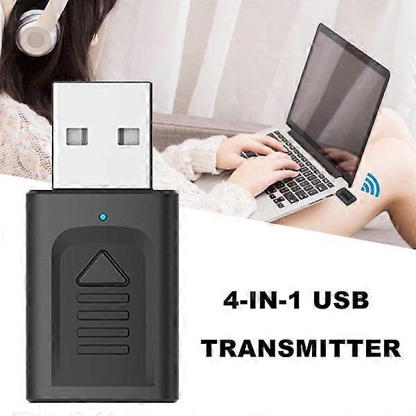 4-in-1 Bluetooth 5.0 Audio Transmitter Receiver USB Adapter for TV, PC, Car