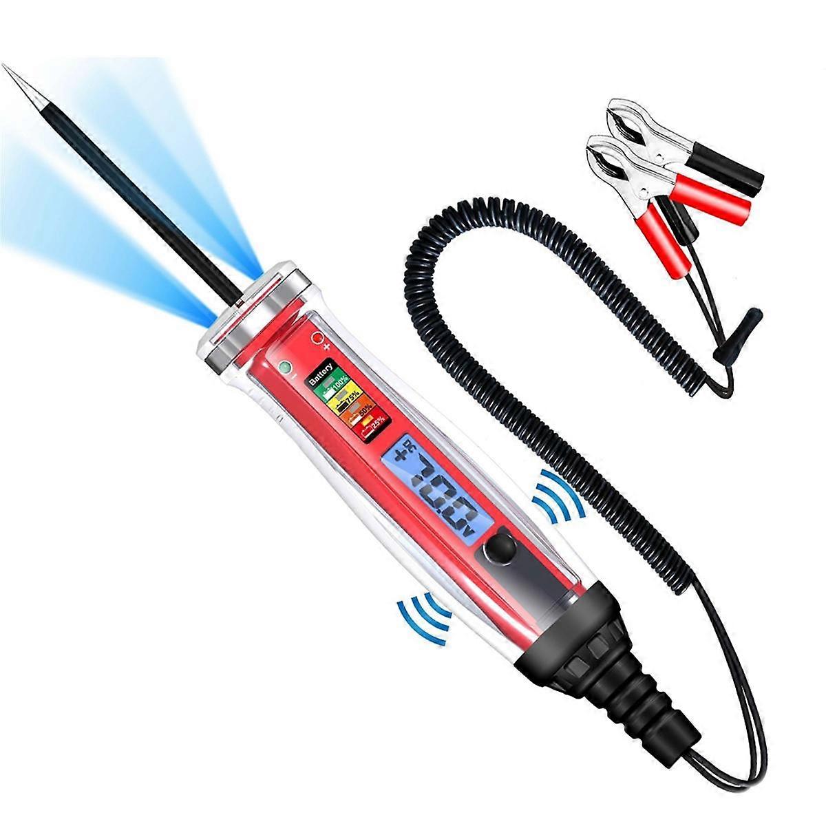 Power Circuit Probe Tester, LCD Digital Automotive Test Light with Voltmeter&Illumination, DC Auto