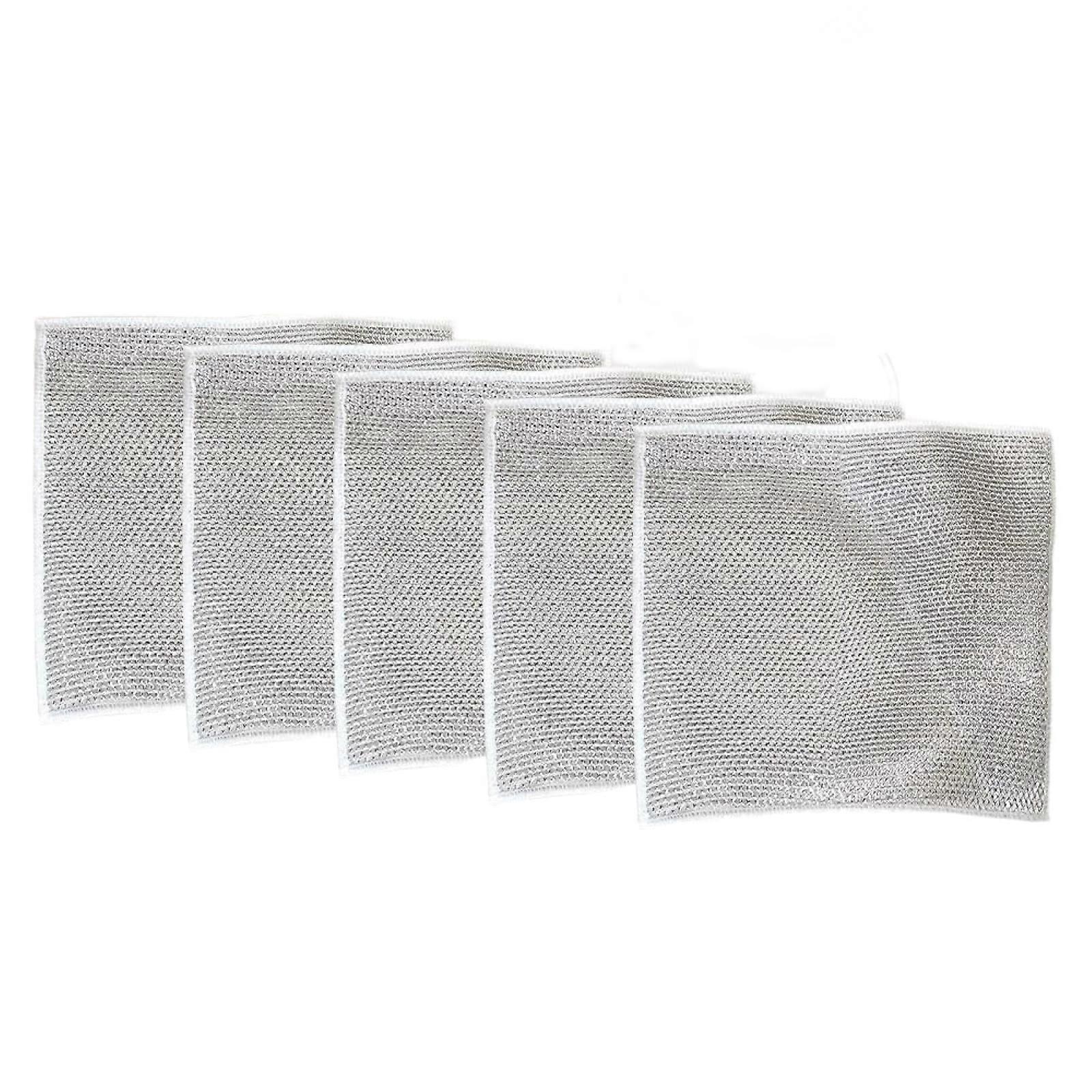 Stracci multiuso per lavastoviglie in filo metallico, panni per la pulizia del filo metallico a doppio strato per strofinacci in filo metallico bagnati e asciutti, spugne per strofinare riutilizzabili, piatto pulito in spugna