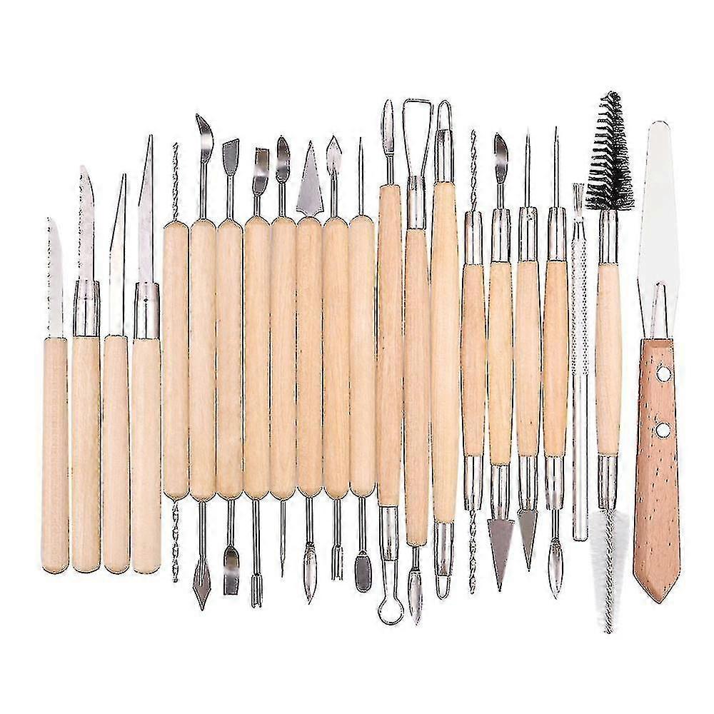22pcs Clay Sculpting Tools Kit Clay Modelling Tools Wooden Polymer Clay Tools Rubber Pottery Tools