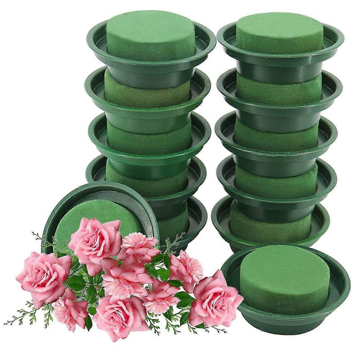 DIY Flower Arrangement Kit,Round Floral Foam Bowl with Green Round Wet Foam for Wedding Aisle Flowe