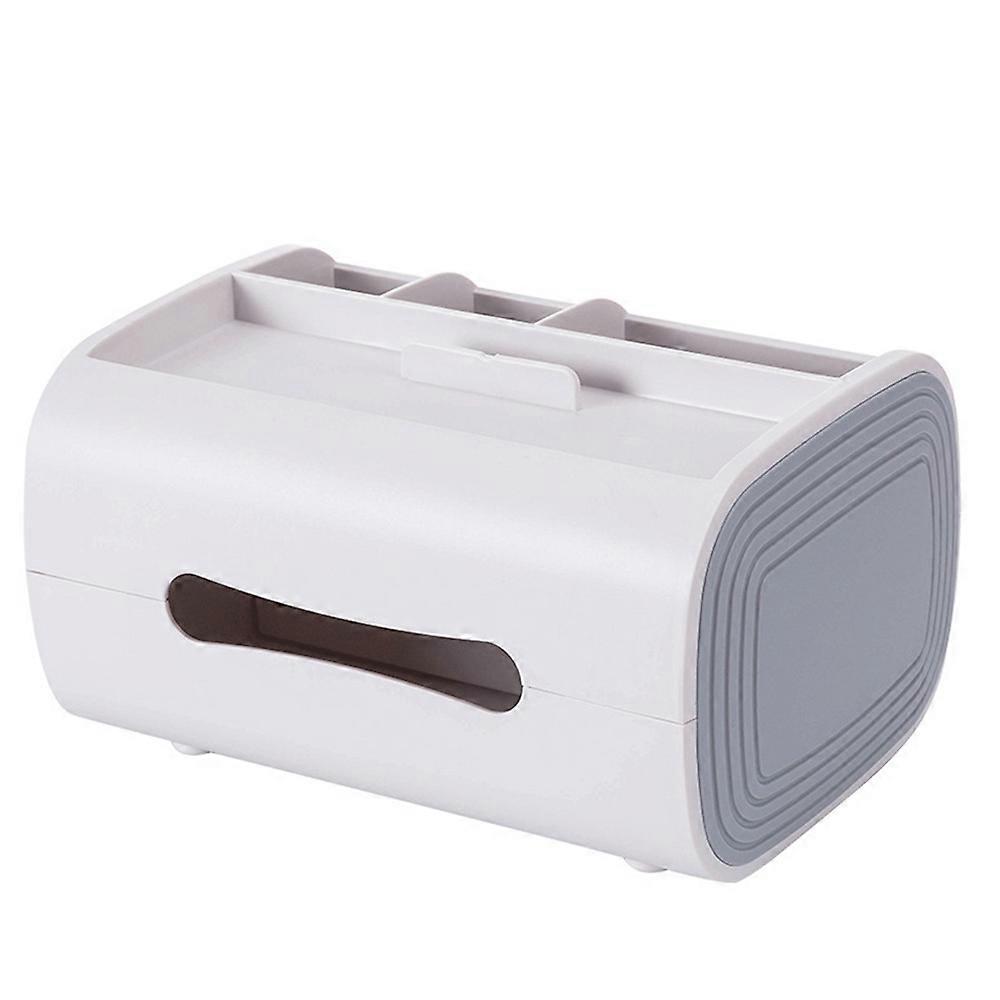 Room Tissue Box Nordic Light Luxury Multi-Function Remote Control Storage Box Paper Box(White)